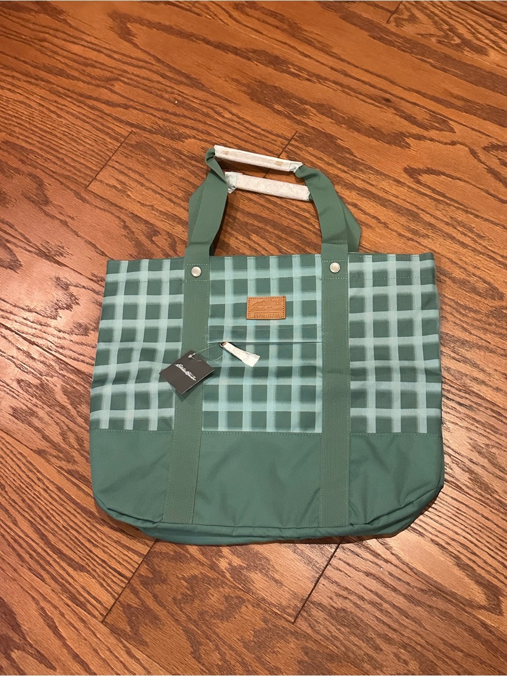 NWT Oversized Eddie Bauer Green Textured Fabric Tote - Light Spruce Green